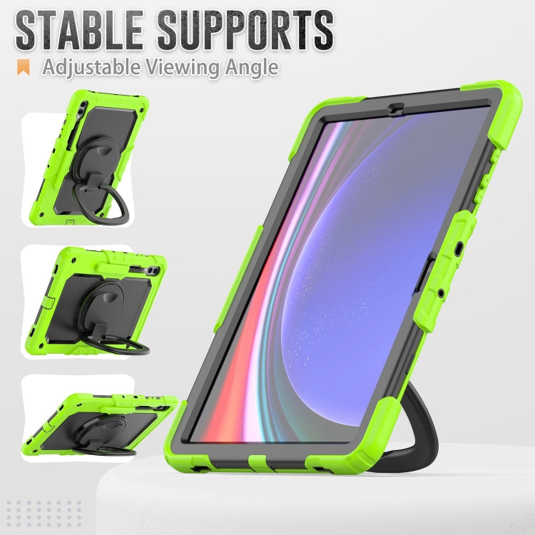 For Samsung Galaxy Tab S9+ / S10+ D Type Silicone Hybrid PC Tablet Case with Handle Holder(Yellow Green) - Galaxy Tab S9+ Cases by PMC Jewellery | Online Shopping South Africa | PMC Jewellery | Buy Now Pay Later Mobicred