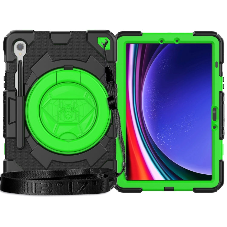 For Samsung Galaxy Tab S9 Spider Rotation Handle Silicone Hybrid PC Tablet Case(Black Green) - Galaxy Tab S9 Cases by PMC Jewellery | Online Shopping South Africa | PMC Jewellery | Buy Now Pay Later Mobicred