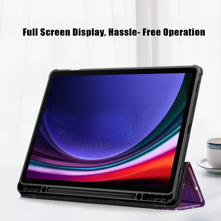 For Samsung Galaxy Tab S9+ Acrylic 3-folding Painted Smart Leather Tablet Case(Milky Way) - free shipping - PMC Jewellery - Order now!