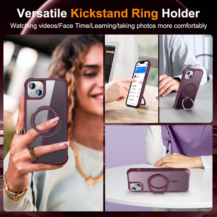 For iPhone 14 Plus MagSafe Magnetic Rotating Holder Phone Case(Wine Red) - iPhone 14 Plus Cases by PMC Jewellery | Online Shopping South Africa | PMC Jewellery