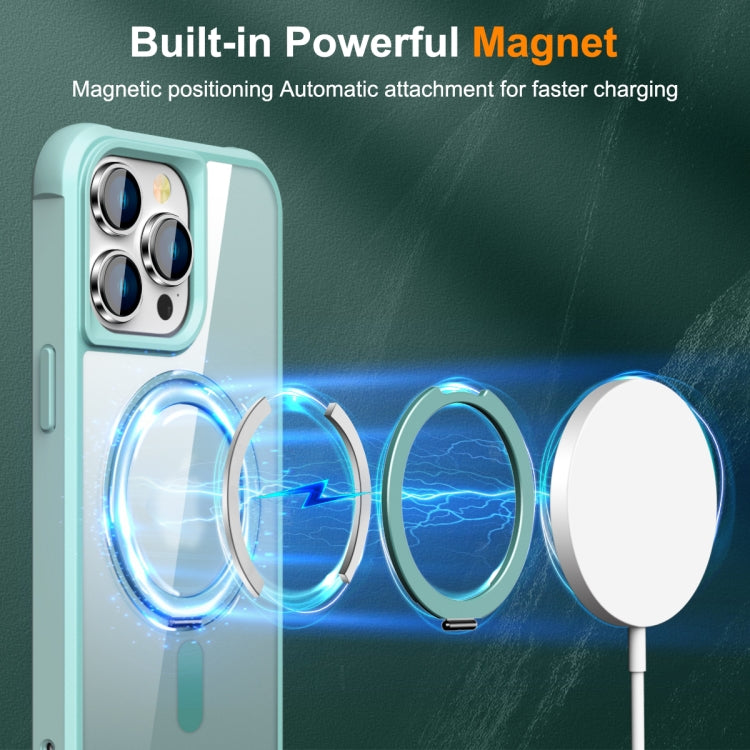 For iPhone 14 Pro MagSafe Magnetic Rotating Holder Phone Case(Lake Blue) - iPhone 14 Pro Cases by PMC TechLife | Online Shopping South Africa | PMC TechLife