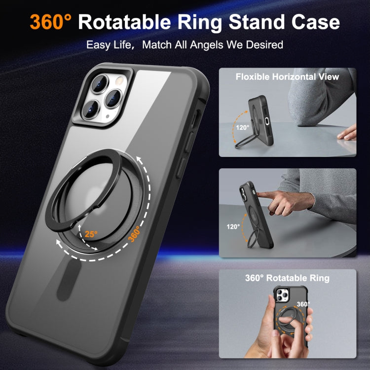 For iPhone 11 Pro Max MagSafe Magnetic Rotating Holder Phone Case(Black) - iPhone 11 Pro Max Cases by PMC TechLife | Online Shopping South Africa | PMC TechLife