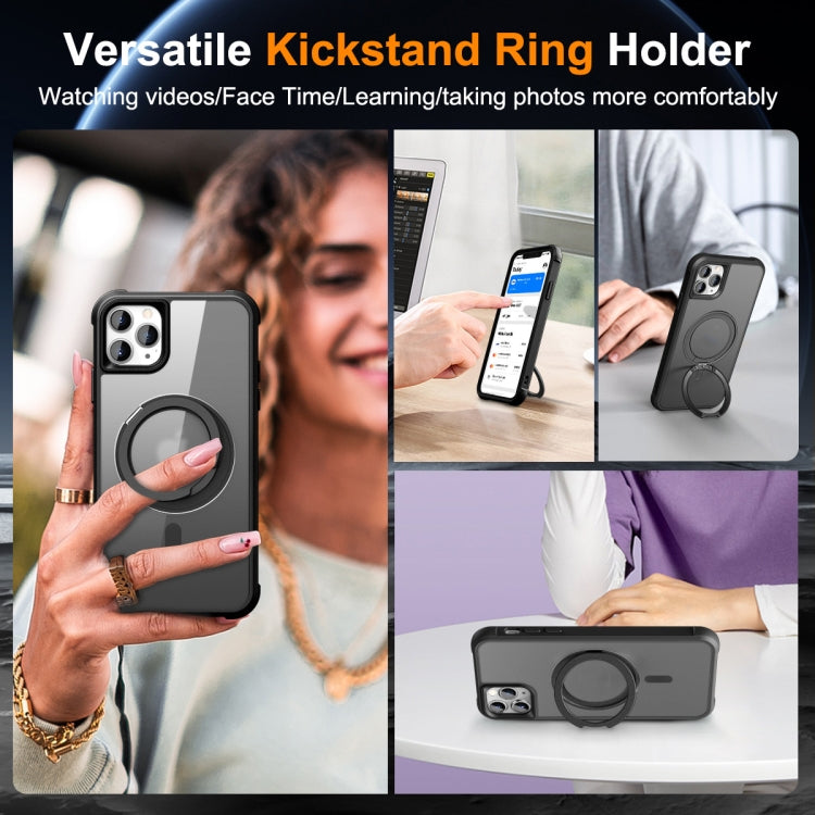 For iPhone 11 Pro Max MagSafe Magnetic Rotating Holder Phone Case(Black) - iPhone 11 Pro Max Cases by PMC TechLife | Online Shopping South Africa | PMC TechLife