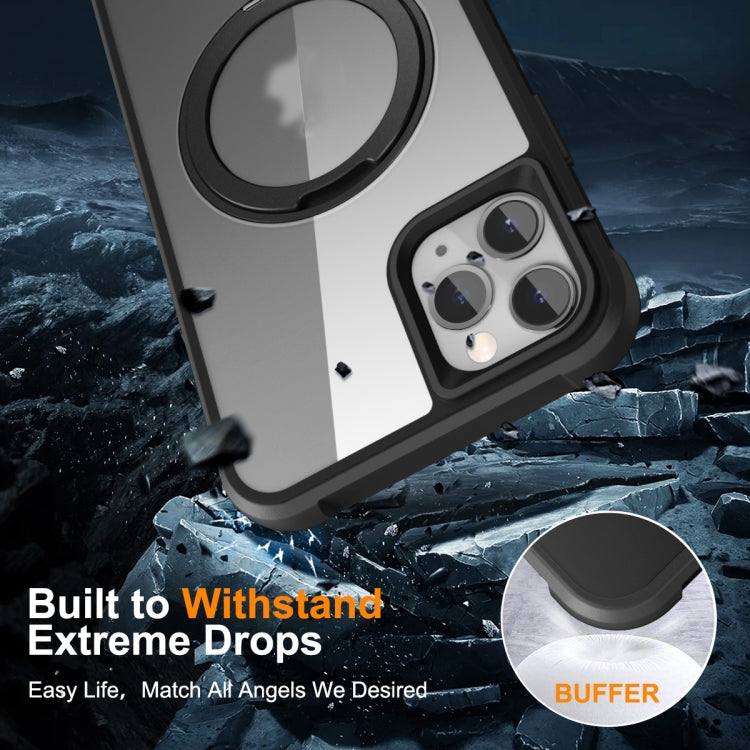 For iPhone 11 Pro Max MagSafe Magnetic Rotating Holder Phone Case(Black) - iPhone 11 Pro Max Cases by PMC TechLife | Online Shopping South Africa | PMC TechLife
