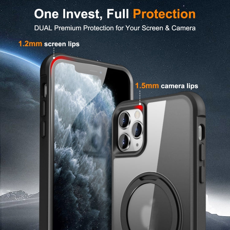 For iPhone 11 Pro Max MagSafe Magnetic Rotating Holder Phone Case(Black) - iPhone 11 Pro Max Cases by PMC TechLife | Online Shopping South Africa | PMC TechLife