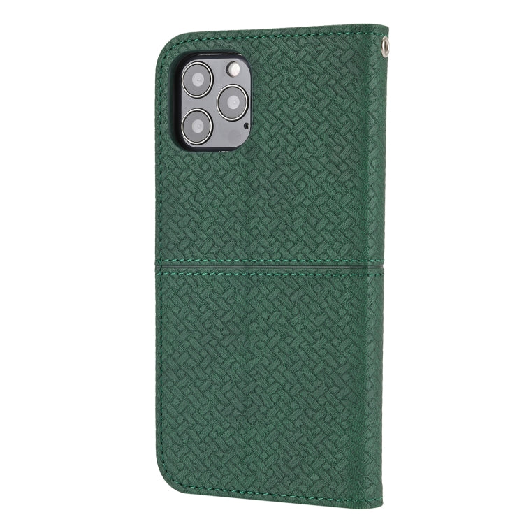 For iPhone 16 Pro Max Woven Texture Stitching Magnetic Leather Phone Case(Green) - iPhone 16 Pro Max Cases by PMC TechLife | Online Shopping South Africa | PMC TechLife | Buy Now Pay Later Mobicred
