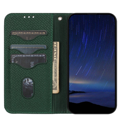 For iPhone 16 Woven Texture Stitching Magnetic Leather Phone Case(Green) - iPhone 16 Cases by PMC Jewellery | Online Shopping South Africa | PMC Jewellery | Buy Now Pay Later Mobicred