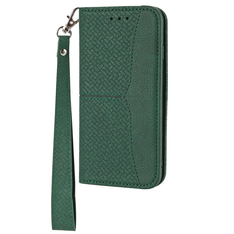 For iPhone SE 2024 Woven Texture Stitching Magnetic Leather Phone Case(Green) - More iPhone Cases by PMC Jewellery | Online Shopping South Africa | PMC Jewellery | Buy Now Pay Later Mobicred