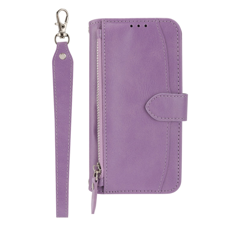 For iPhone SE 2024 Oil Skin Zipper Wallet Leather Phone Case(Purple) - More iPhone Cases by PMC Jewellery | Online Shopping South Africa | PMC Jewellery | Buy Now Pay Later Mobicred