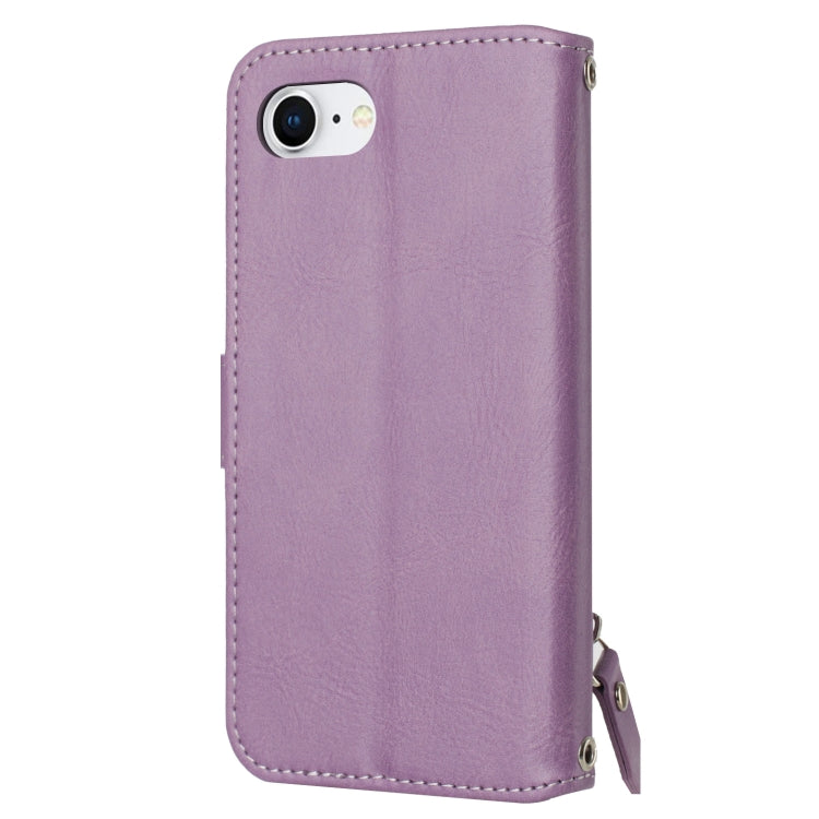 For iPhone SE 2024 Oil Skin Zipper Wallet Leather Phone Case(Purple) - More iPhone Cases by PMC Jewellery | Online Shopping South Africa | PMC Jewellery | Buy Now Pay Later Mobicred