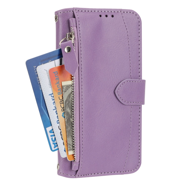 For iPhone SE 2024 Oil Skin Zipper Wallet Leather Phone Case(Purple) - More iPhone Cases by PMC Jewellery | Online Shopping South Africa | PMC Jewellery | Buy Now Pay Later Mobicred