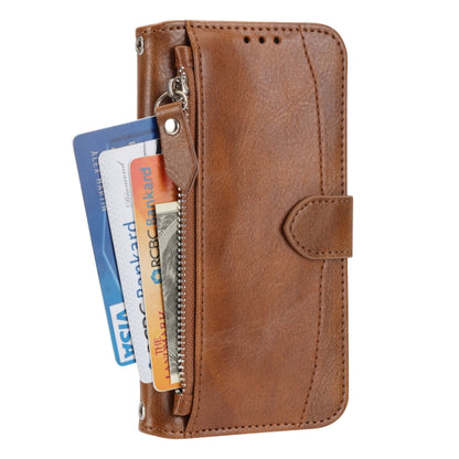 For iPhone SE 2024 Oil Skin Zipper Wallet Leather Phone Case(Brown) - More iPhone Cases by PMC Jewellery | Online Shopping South Africa | PMC Jewellery | Buy Now Pay Later Mobicred