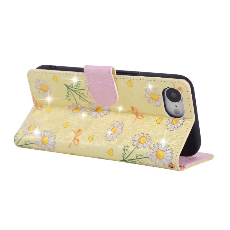 For iPhone 16e Bronzing Painting RFID Leather Case(Yellow Daisy) - iPhone 16e Cases by PMC TechLife | Online Shopping South Africa | PMC TechLife | Buy Now Pay Later Mobicred