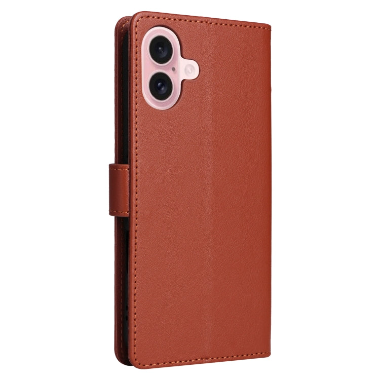 For iPhone 16 Plus Multifunctional Horizontal Flip Leather Phone Case with Three Card Slots(Brown) - iPhone 16 Plus Cases by PMC Jewellery | Online Shopping South Africa | PMC Jewellery | Buy Now Pay Later Mobicred