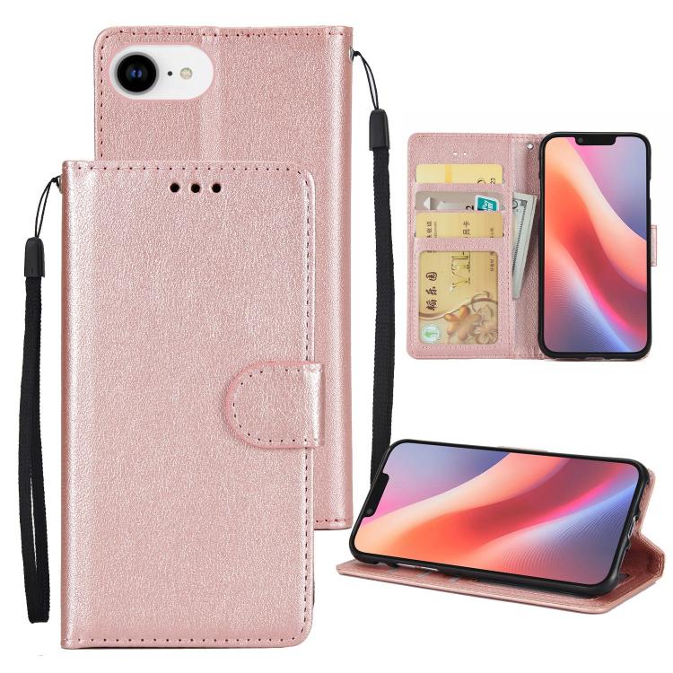 For iPhone 16e Multifunctional Horizontal Flip Leather Phone Case with Three Card Slots(Rose Gold) - iPhone 16e Cases by PMC TechLife | Online Shopping South Africa | PMC TechLife | Buy Now Pay Later Mobicred