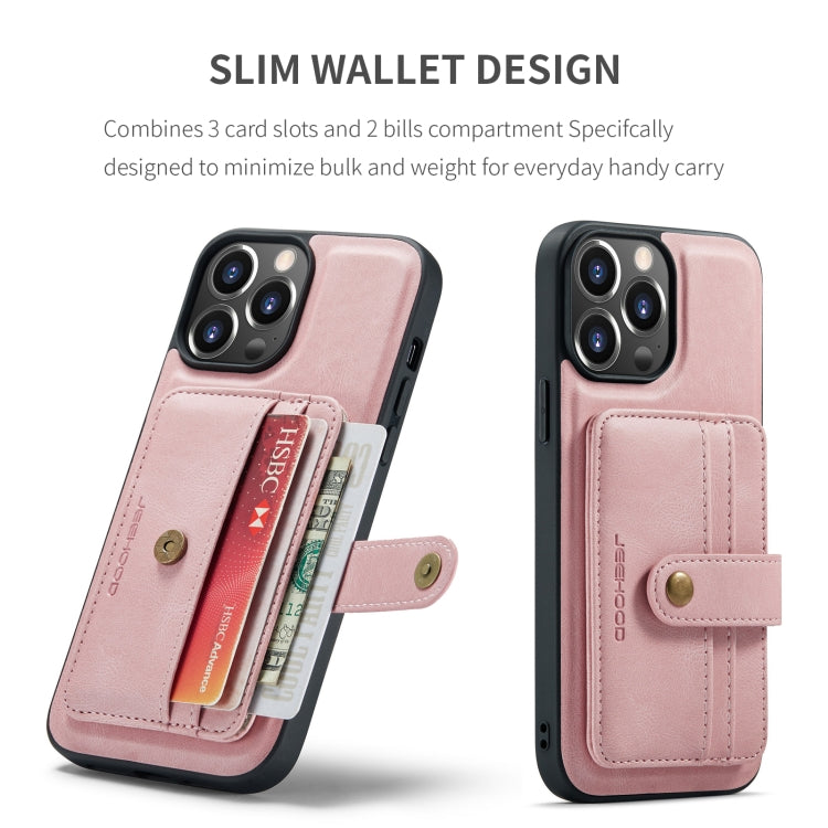 For iPhone 15 Pro Max JEEHOOD RFID Blocking Anti-Theft Magnetic PU Phone Case(Pink) - iPhone 15 Pro Max Cases by JEEHOOD | Online Shopping South Africa | PMC Jewellery | Buy Now Pay Later Mobicred