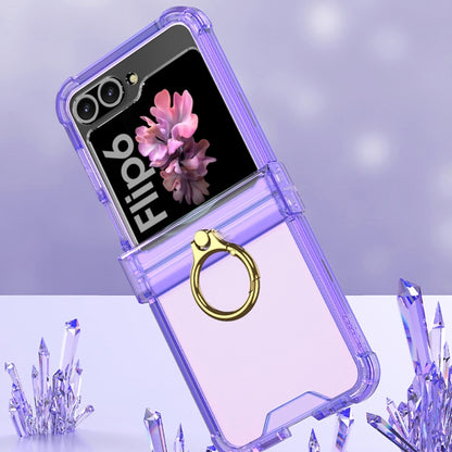 For Samsung Galaxy Z Flip6 Gkk Airbag Hinge Silicone Phone Case with Ring Holder(Transparent Purple) - Galaxy Z Flip6 5G Cases by GKK | Online Shopping South Africa | PMC Jewellery | Buy Now Pay Later Mobicred