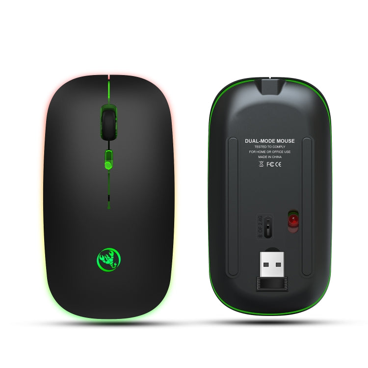 HXSJ T18 2.4GHZ 1600dpi Dual-mode Light-emitting Wireless Mouse USB + Bluetooth 5.1 Rechargeable - Wireless Mice by HXSJ | Online Shopping South Africa | PMC Jewellery | Buy Now Pay Later Mobicred