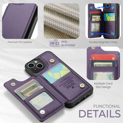 For iPhone 15 Plus CaseMe C22 Card Slots Holder RFID Anti-theft Phone Case(Purple) - iPhone 15 Plus Cases by CaseMe | Online Shopping South Africa | PMC Jewellery | Buy Now Pay Later Mobicred