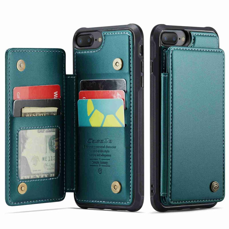 For iPhone 8 Plus / 7 Plus CaseMe C22 Card Slots Holder RFID Anti-theft Phone Case(Blue Green) - More iPhone Cases by CaseMe | Online Shopping South Africa | PMC Jewellery | Buy Now Pay Later Mobicred