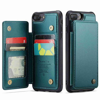 For iPhone 8 Plus / 7 Plus CaseMe C22 Card Slots Holder RFID Anti-theft Phone Case(Blue Green) - More iPhone Cases by CaseMe | Online Shopping South Africa | PMC Jewellery | Buy Now Pay Later Mobicred