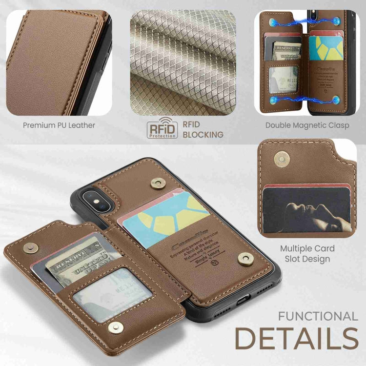 For iPhone XS / X CaseMe C22 Card Slots Holder RFID Anti-theft Phone Case(Brown) - More iPhone Cases by CaseMe | Online Shopping South Africa | PMC Jewellery | Buy Now Pay Later Mobicred