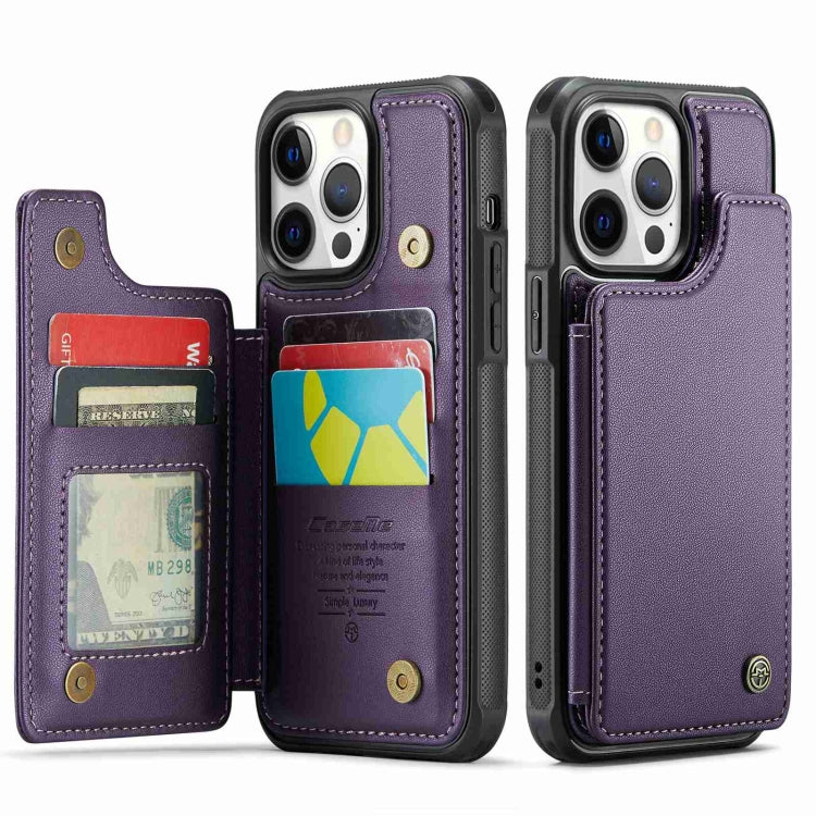 For iPhone 12 Pro Max CaseMe C22 Card Slots Holder RFID Anti-theft Phone Case(Purple) - iPhone 12 Pro Max Cases by CaseMe | Online Shopping South Africa | PMC Jewellery | Buy Now Pay Later Mobicred