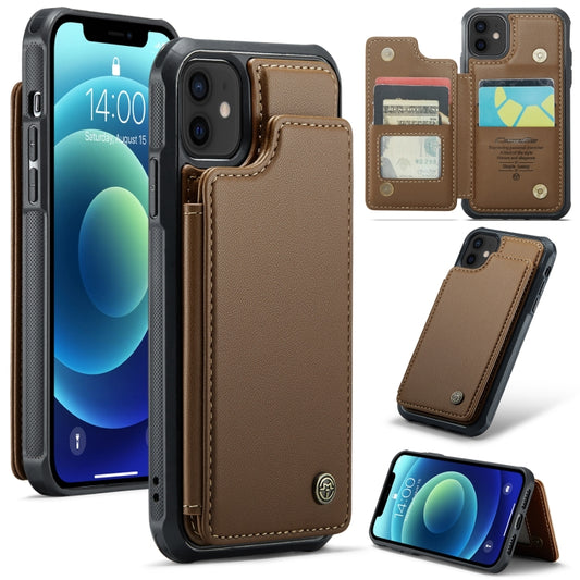 For iPhone 12 / 12 Pro CaseMe C22 Card Slots Holder RFID Anti-theft Phone Case(Brown) - iPhone 12 / 12 Pro Cases by CaseMe | Online Shopping South Africa | PMC Jewellery | Buy Now Pay Later Mobicred