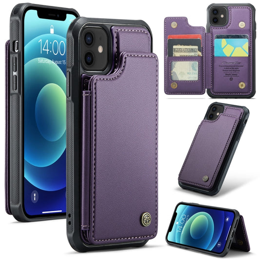 For iPhone 12 / 12 Pro CaseMe C22 Card Slots Holder RFID Anti-theft Phone Case(Purple) - iPhone 12 / 12 Pro Cases by CaseMe | Online Shopping South Africa | PMC Jewellery | Buy Now Pay Later Mobicred