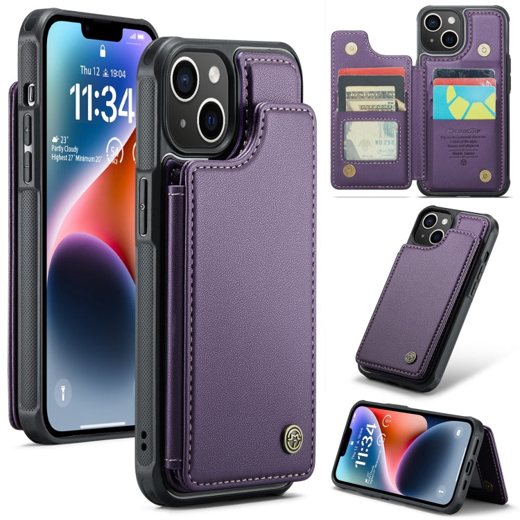 For iPhone 14 Plus CaseMe C22 Card Slots Holder RFID Anti-theft Phone Case(Purple) - iPhone 14 Plus Cases by CaseMe | Online Shopping South Africa | PMC Jewellery | Buy Now Pay Later Mobicred