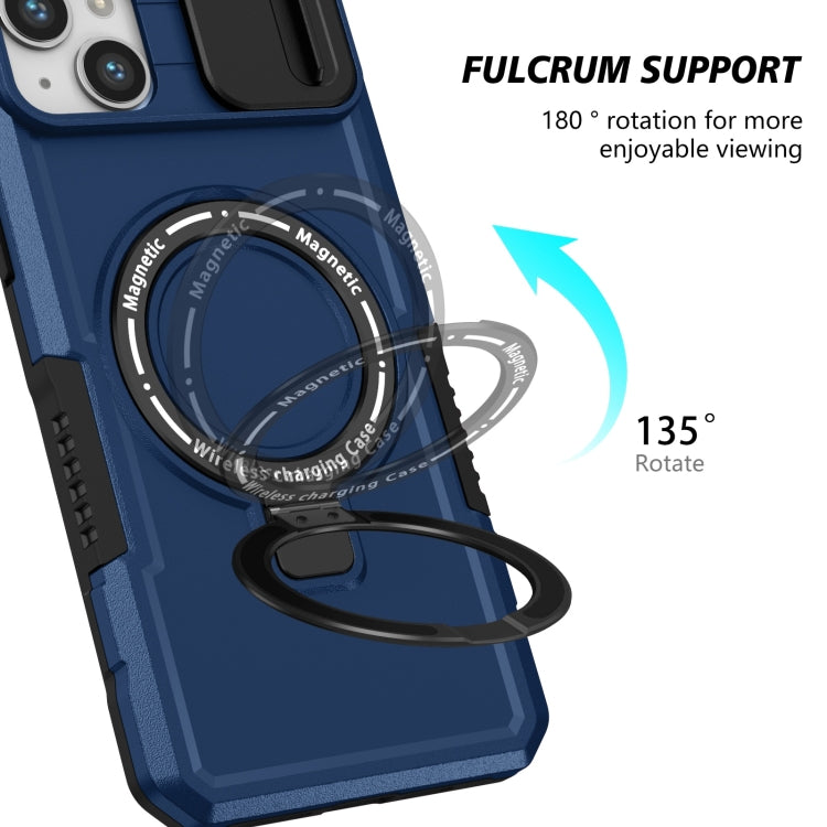 For iPhone 15 Sliding Camshield Magsafe Holder TPU Hybrid PC Phone Case(Royal Blue) - iPhone 15 Cases by PMC TechLife | Online Shopping South Africa | PMC TechLife