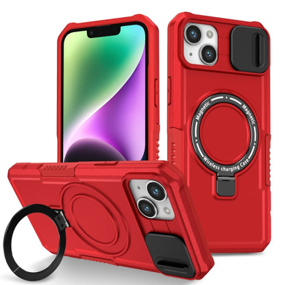 For iPhone 14 Plus Sliding Camshield Magsafe Holder TPU Hybrid PC Phone Case(Red) - iPhone 14 Plus Cases by PMC Jewellery | Online Shopping South Africa | PMC Jewellery