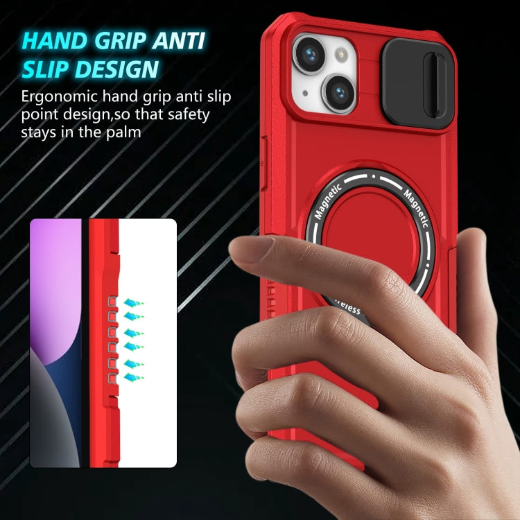 For iPhone 14 Sliding Camshield Magsafe Holder TPU Hybrid PC Phone Case(Red) - iPhone 14 Cases by PMC TechLife | Online Shopping South Africa | PMC TechLife