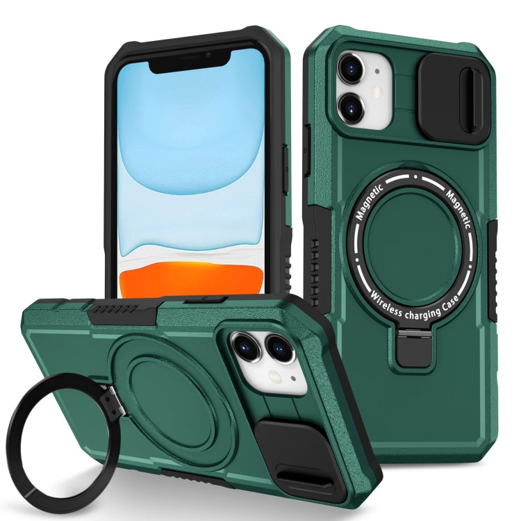 For iPhone 12 Sliding Camshield Magsafe Holder TPU Hybrid PC Phone Case(Deep Green) - iPhone 12 / 12 Pro Cases by PMC Jewellery | Online Shopping South Africa | PMC Jewellery