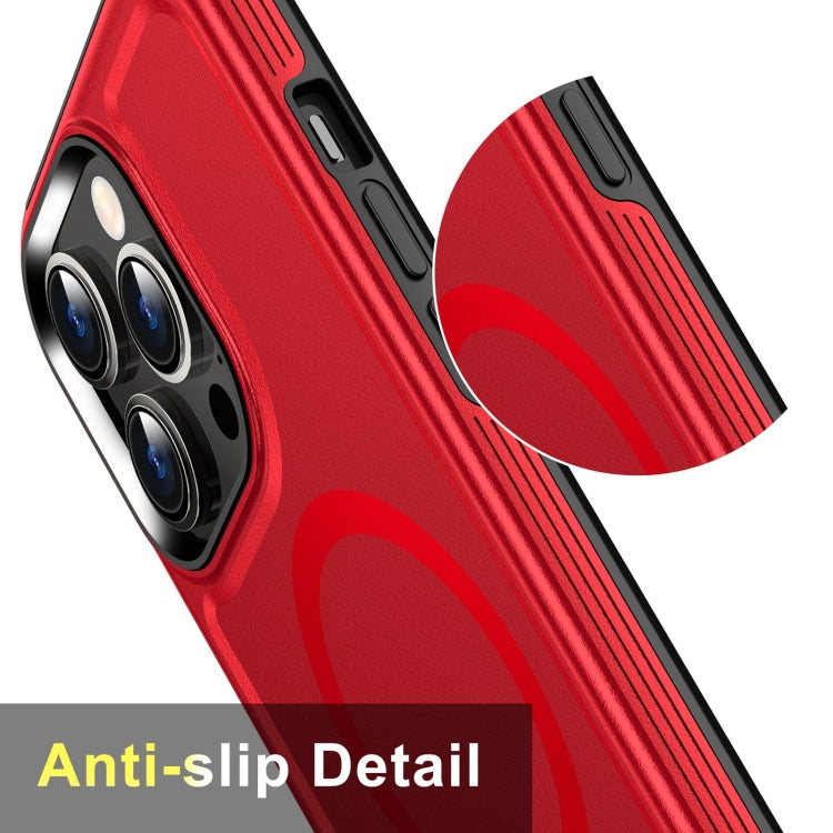 For iPhone 14 Plus Shield Armor MagSafe TPU Hybrid PC Phone Case(Red) - iPhone 14 Plus Cases by PMC Jewellery | Online Shopping South Africa | PMC Jewellery