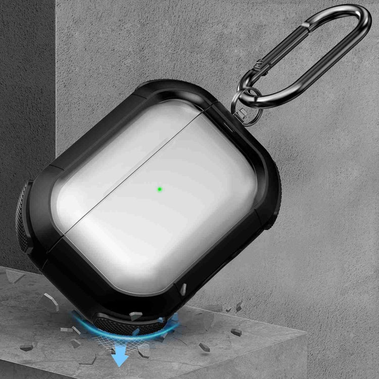 For AirPods Pro Thunder Transparent Armor Wireless Earphones Protective Case(Black) - For AirPods Pro by PMC Jewellery | Online Shopping South Africa | PMC Jewellery | Buy Now Pay Later Mobicred