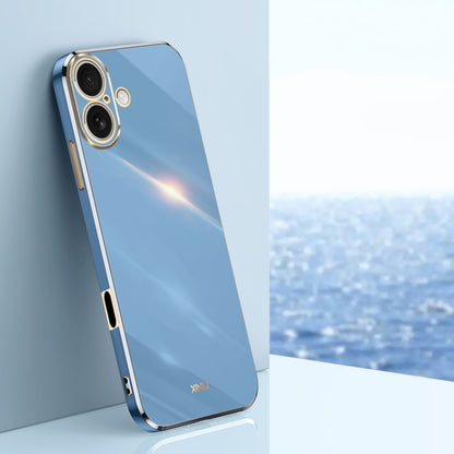 For iPhone 16 Plus XINLI Straight Edge 6D Electroplate TPU Phone Case(Celestial Blue) - iPhone 16 Plus Cases by XINLI | Online Shopping South Africa | PMC Jewellery | Buy Now Pay Later Mobicred