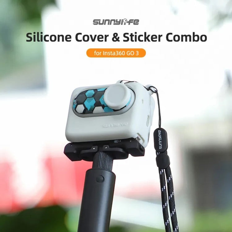 For Insta360 GO 3 Sunnylife Silicone Case Stickers Skin Wrap Lens Cover with Neck Strap(White) - Case & Bags by Sunnylife | Online Shopping South Africa | PMC Jewellery | Buy Now Pay Later Mobicred