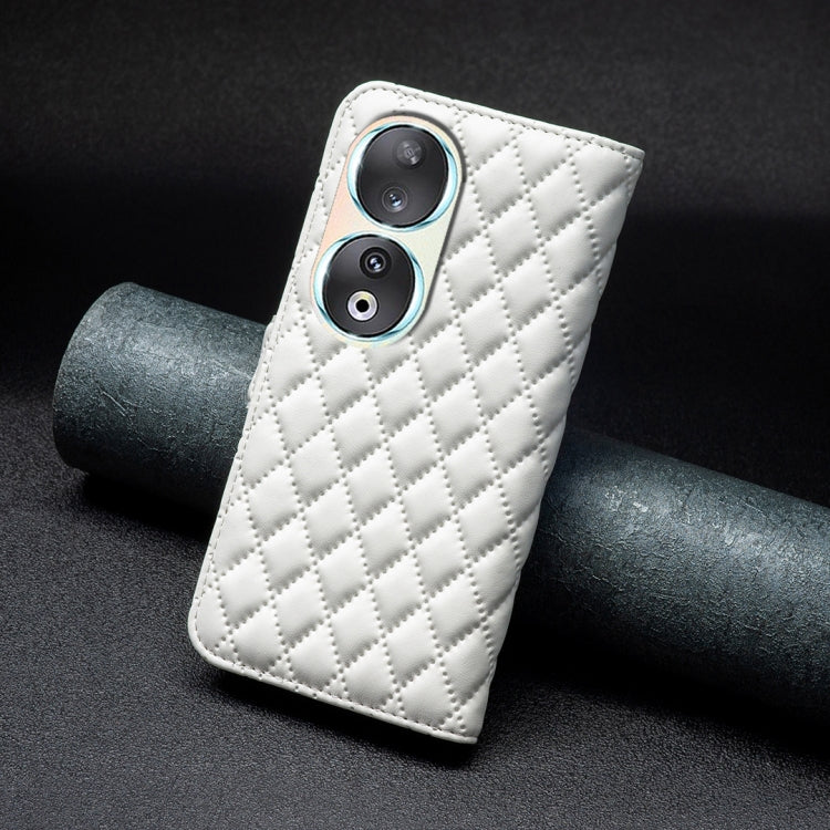 For Honor 90 5G Diamond Lattice Wallet Flip Leather Phone Case(White) - Honor Cases by PMC TechLife | Online Shopping South Africa | PMC TechLife | Buy Now Pay Later Mobicred