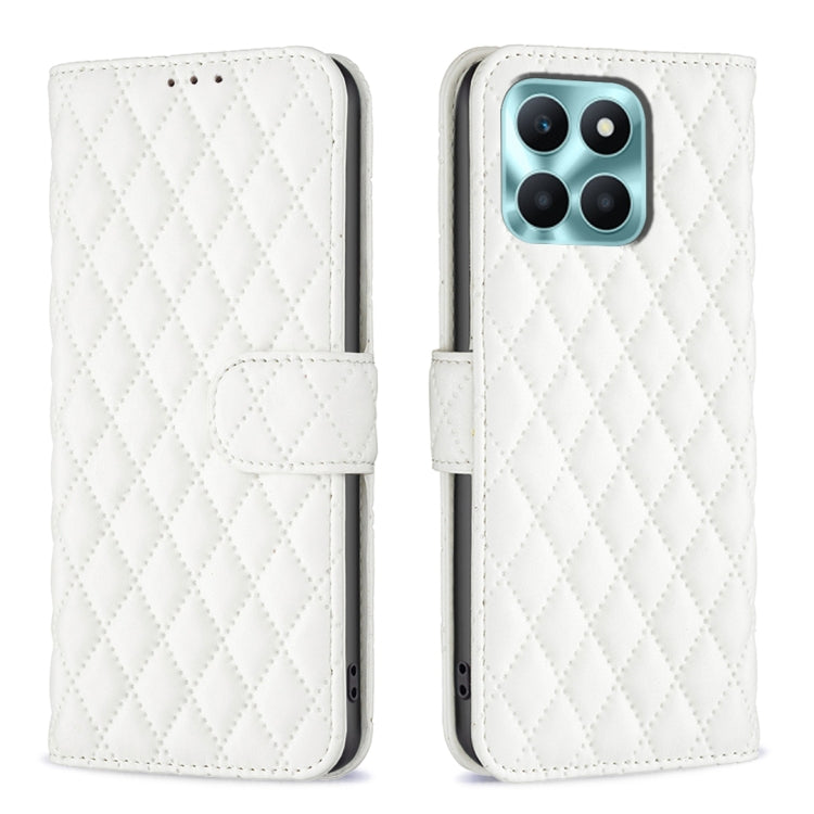 For Honor X6a Diamond Lattice Wallet Flip Leather Phone Case(White) - Honor Cases by PMC TechLife | Online Shopping South Africa | PMC TechLife | Buy Now Pay Later Mobicred