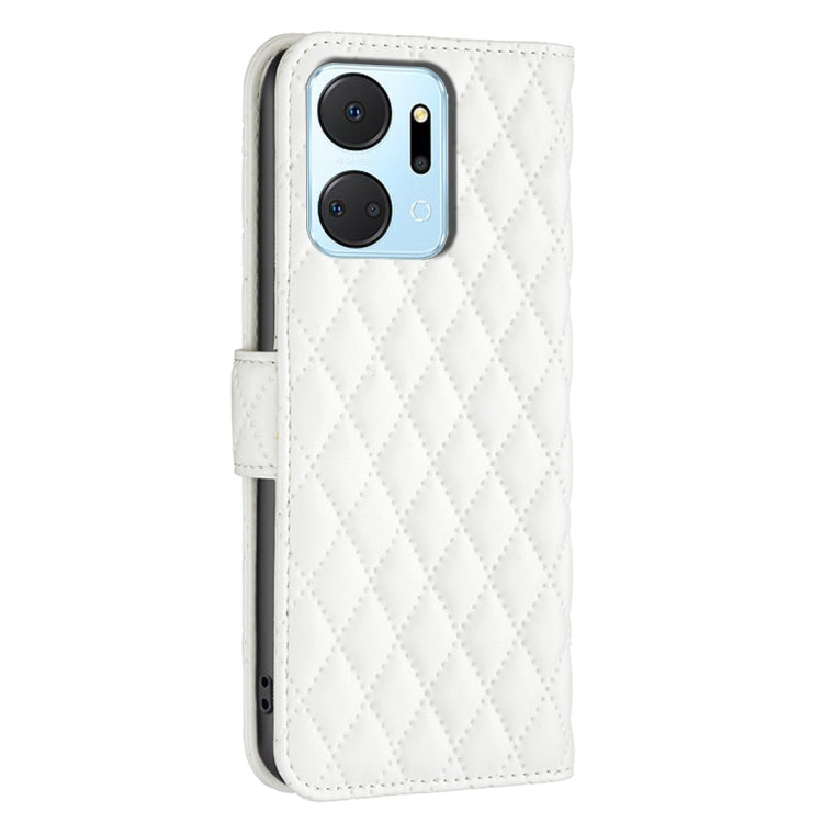 For Honor X7a Diamond Lattice Wallet Flip Leather Phone Case(White) - Honor Cases by PMC TechLife | Online Shopping South Africa | PMC TechLife | Buy Now Pay Later Mobicred