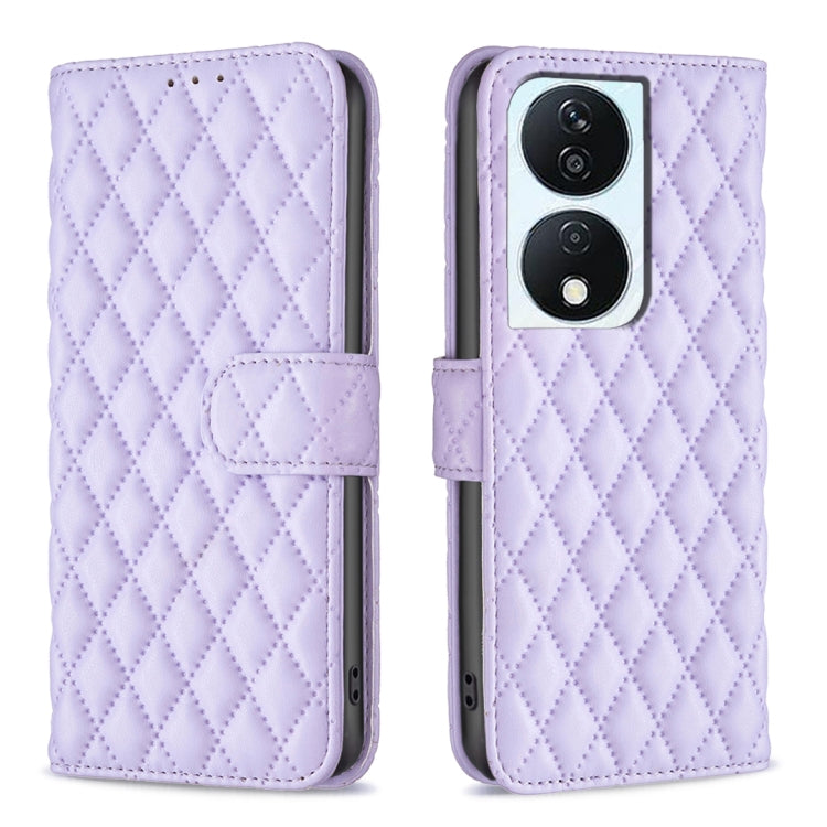 For Honor X7b Diamond Lattice Wallet Flip Leather Phone Case(Purple) - Honor Cases by PMC TechLife | Online Shopping South Africa | PMC TechLife | Buy Now Pay Later Mobicred
