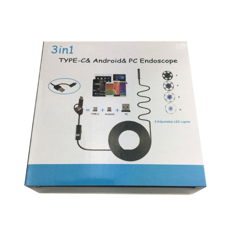 AN100 3 in 1 IP67 Waterproof USB-C / Type-C + Micro USB + USB HD Endoscope Snake Tube Inspection Camera for Parts of OTG Function Android Mobile Phone, with 6 LEDs, Lens Diameter:7mm(Length: 1m) -  by PMC Jewellery | Online Shopping South Africa | PMC Jewellery | Buy Now Pay Later Mobicred