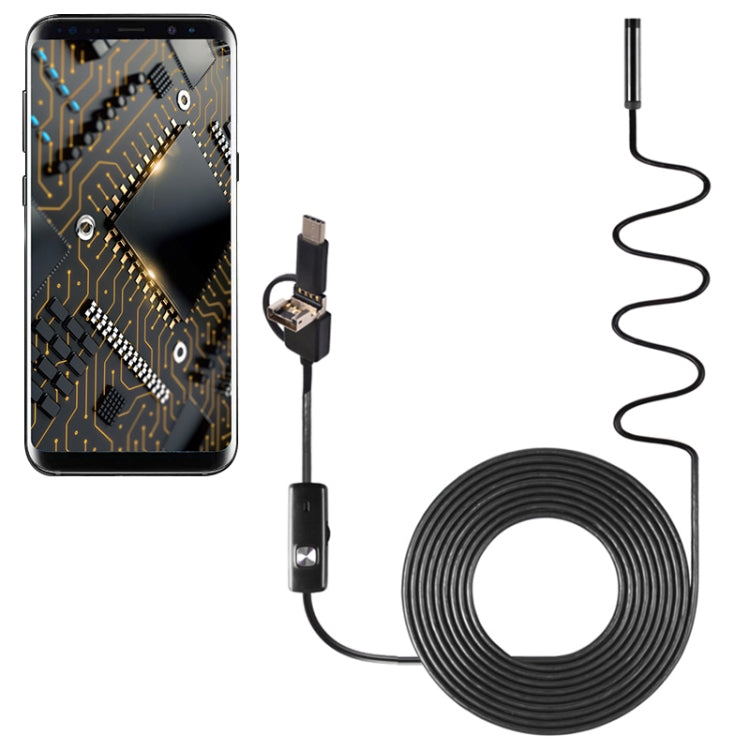 AN100 3 in 1 IP67 Waterproof USB-C / Type-C + Micro USB + USB HD Endoscope Snake Tube Inspection Camera for Parts of OTG Function Android Mobile Phone, with 6 LEDs, Lens Diameter:7mm(Length: 10m) -  by PMC Jewellery | Online Shopping South Africa | PMC Jewellery | Buy Now Pay Later Mobicred