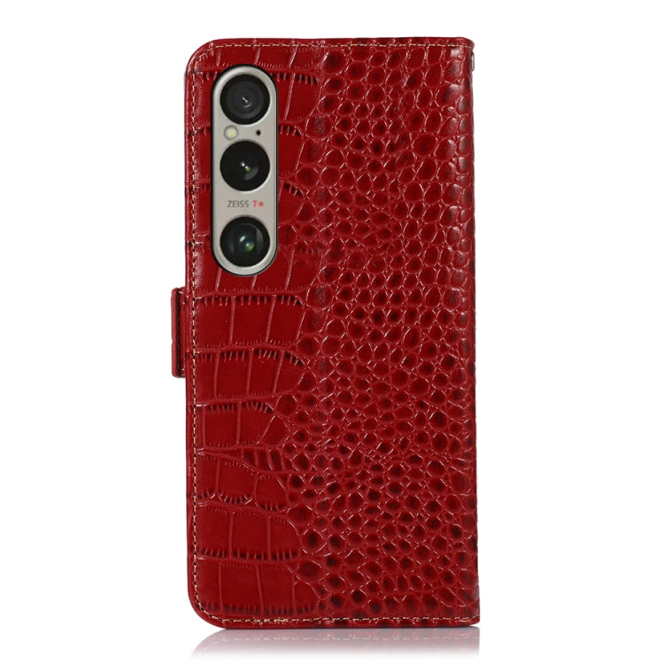 For Sony Xperia 1 VI Crocodile Top Layer Cowhide Leather Phone Case(Red) - Sony Cases by PMC TechLife | Online Shopping South Africa | PMC TechLife | Buy Now Pay Later Mobicred