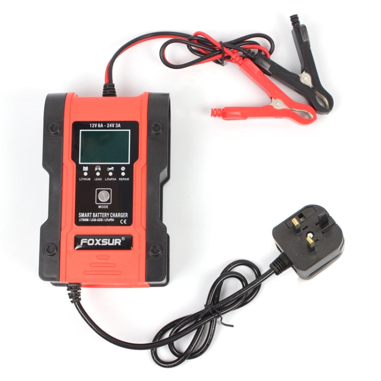 FOXSUR 12V-24V Car Motorcycle Repair Battery Charger AGM Charger Color:Red(UK Plug) - Battery Charger by FOXSUR | Online Shopping South Africa | PMC Jewellery | Buy Now Pay Later Mobicred