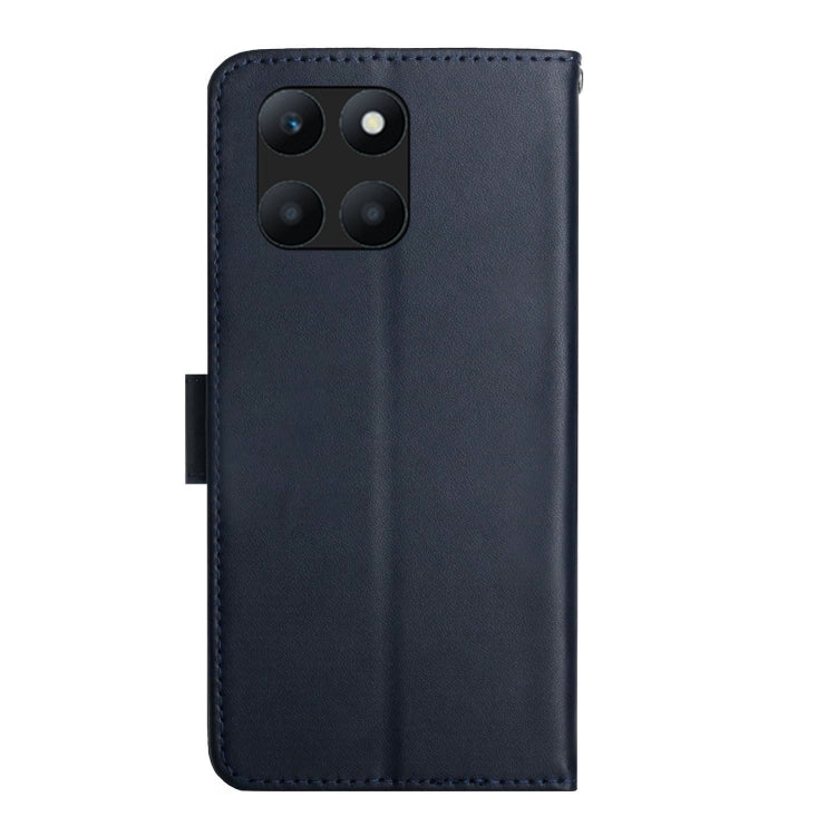For Honor X8b HT02 Genuine Leather Fingerprint-proof Flip Phone Case(Blue) - Honor Cases by PMC TechLife | Online Shopping South Africa | PMC TechLife | Buy Now Pay Later Mobicred