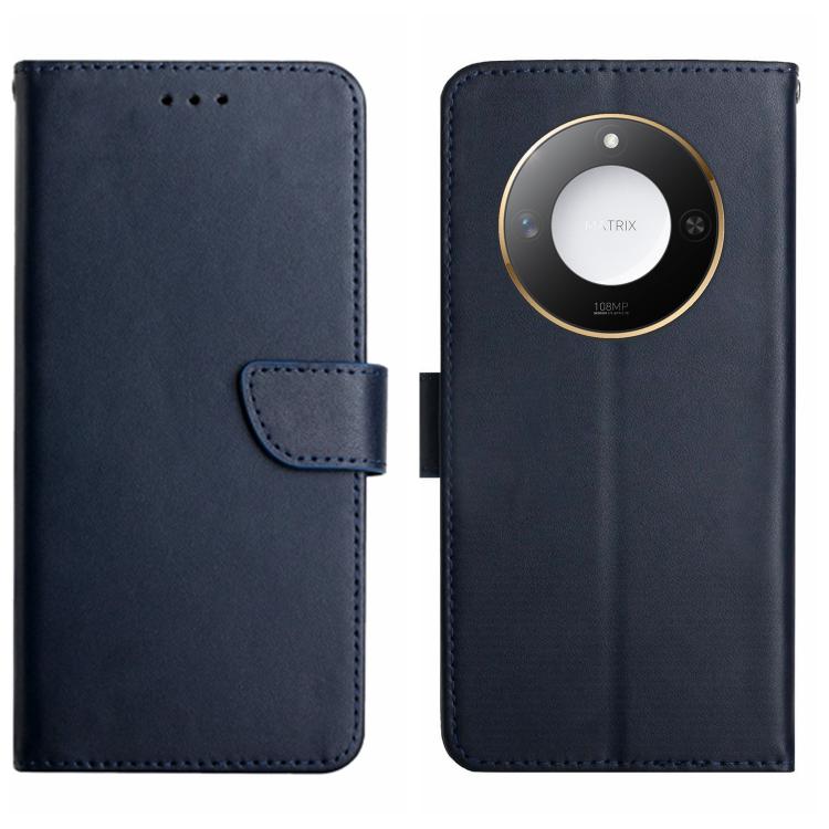 For Honor X9c Smart HT02 Genuine Leather Fingerprint-proof Flip Phone Case(Blue) - Honor Cases by PMC TechLife | Online Shopping South Africa | PMC TechLife | Buy Now Pay Later Mobicred