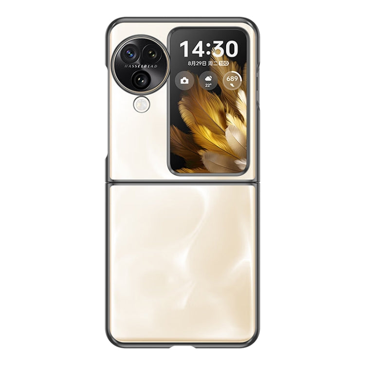 For OPPO Find N3 Flip Full Coverage Electroplate PC Transparent Phone Case(Black) - OPPO Cases by PMC TechLife | Online Shopping South Africa | PMC TechLife | Buy Now Pay Later Mobicred