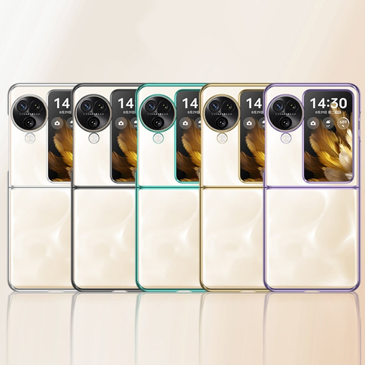 For OPPO Find N3 Flip Full Coverage Electroplate PC Transparent Phone Case(Black) - OPPO Cases by PMC TechLife | Online Shopping South Africa | PMC TechLife | Buy Now Pay Later Mobicred